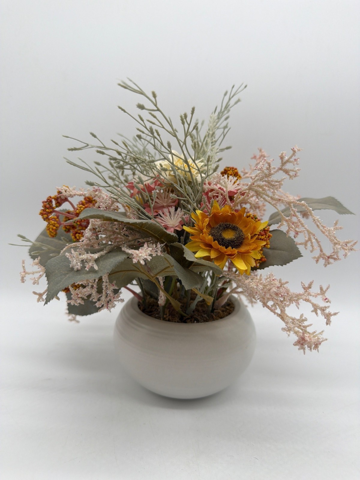 Ashland Sunbaked Artificial Floral Arrangement In White Ceramic Vase Tabletop Dé