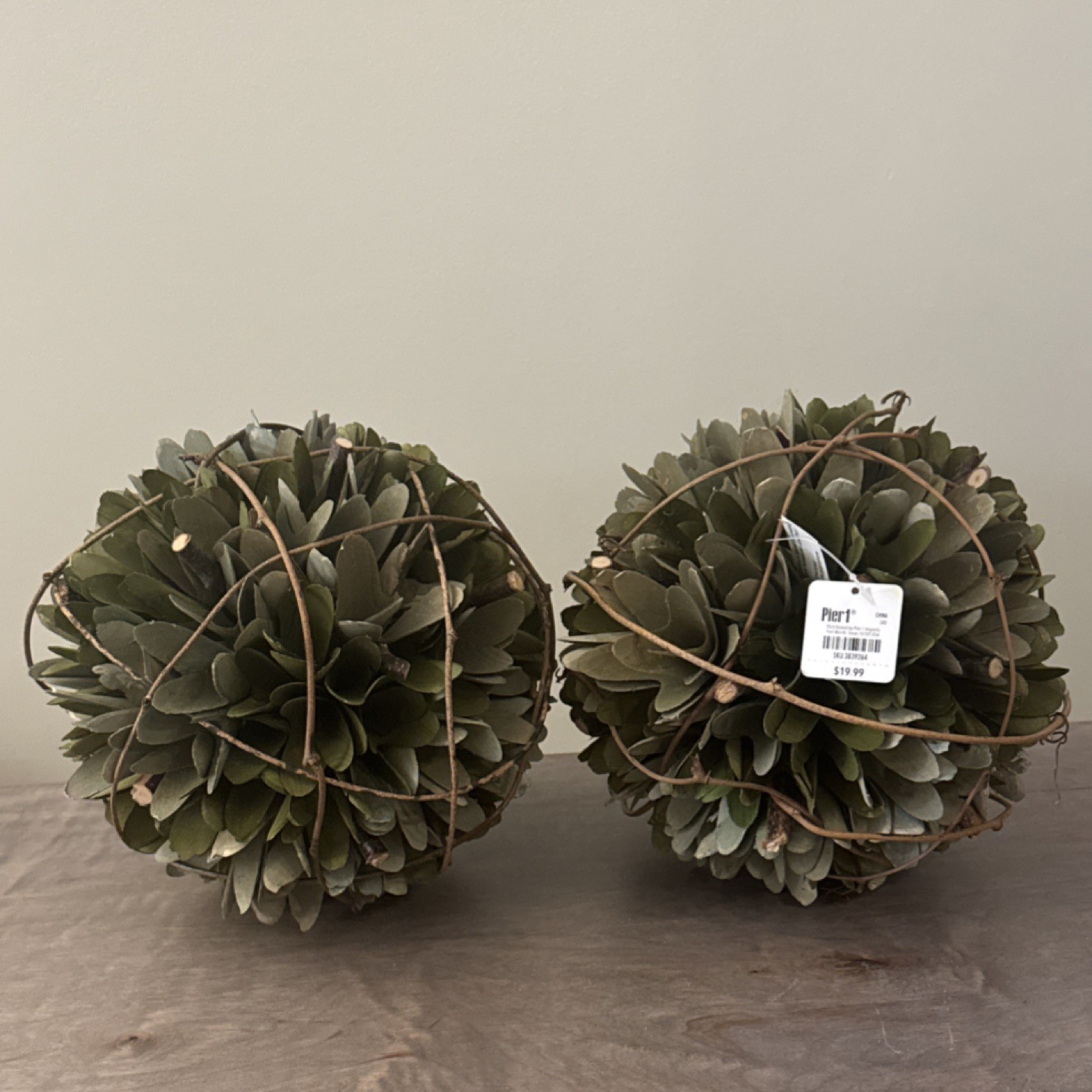 Artificial Boxwood Topiary Balls 2PC Green Wood Decorative Nature Theme Pier 1