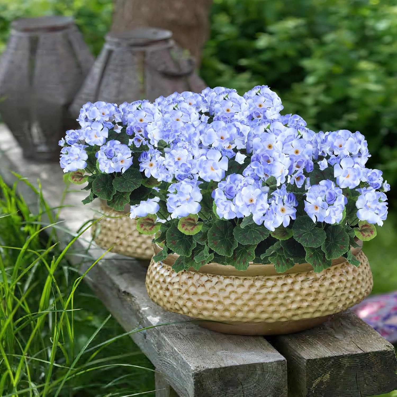 Vibrant 2 Pcs Faux Light Purple Geranium Flowers for Weddings & Centerpieces