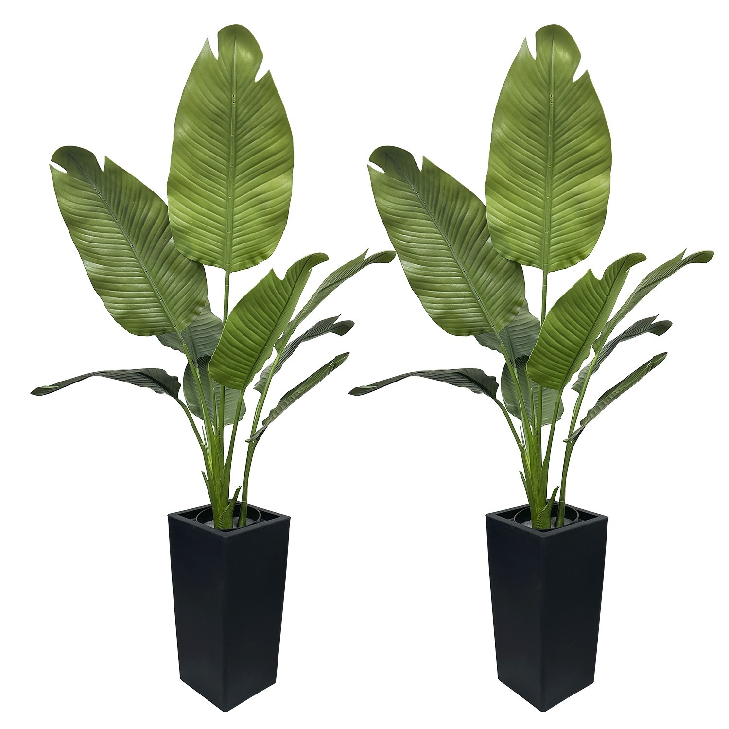 4FT Artificial Ravenna Strelitzia Bird of Paradise Plant with Tall Black Plant