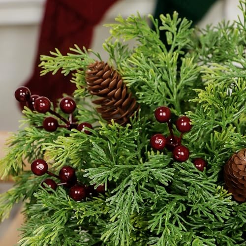 Pcs Artificial Pine Branch Berry Pinecones Set – 13” Fake 45 Red Berry