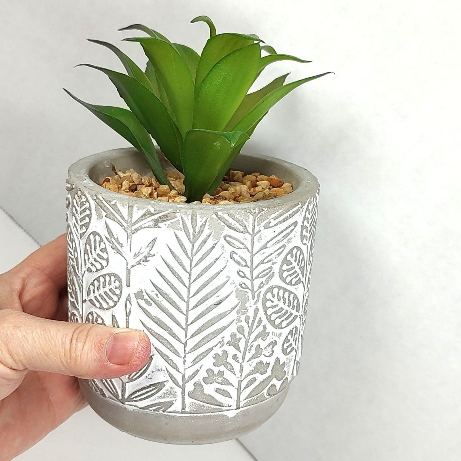 Old East Main Co Neutral Tranquility Artificial Succulent Potted Plant Pebbles