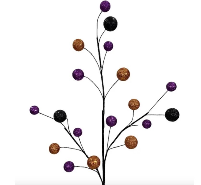 Orange Black and Purple Glitter Pick Halloween Pick Spray Stem Holiday Crafts
