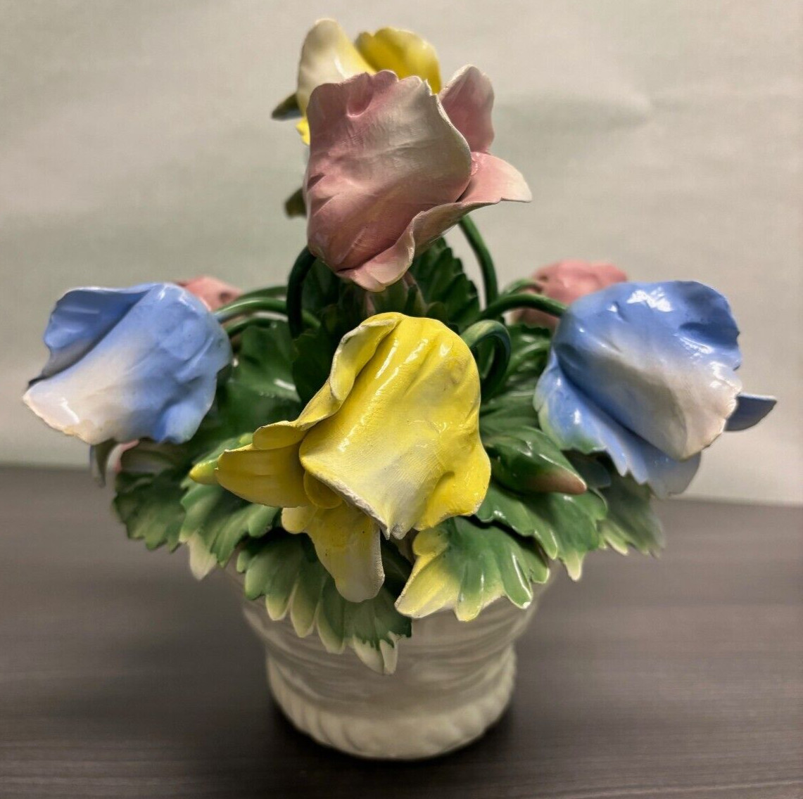 multi-colored porcelain enamel floral centerpiece