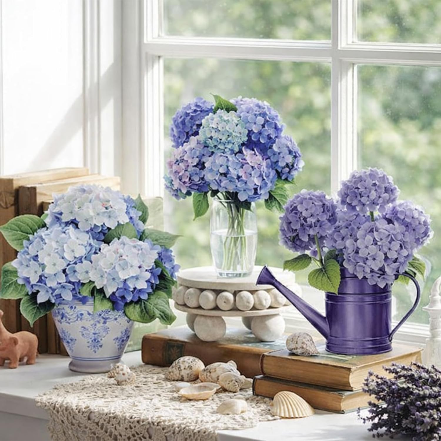 3 Pcs Hydrangea Table Decor Wood Hydrangea Table Sign Retro Centerpiece for Tier