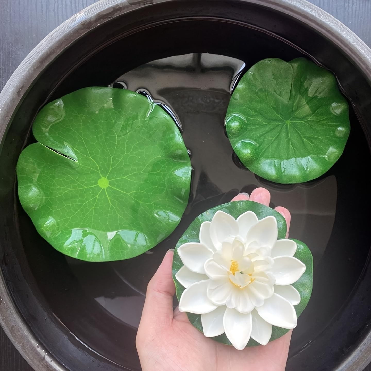 9pcs Artificial Floating Foam Lotus Flowers with Artificial Lotus Leaves, Lil…
