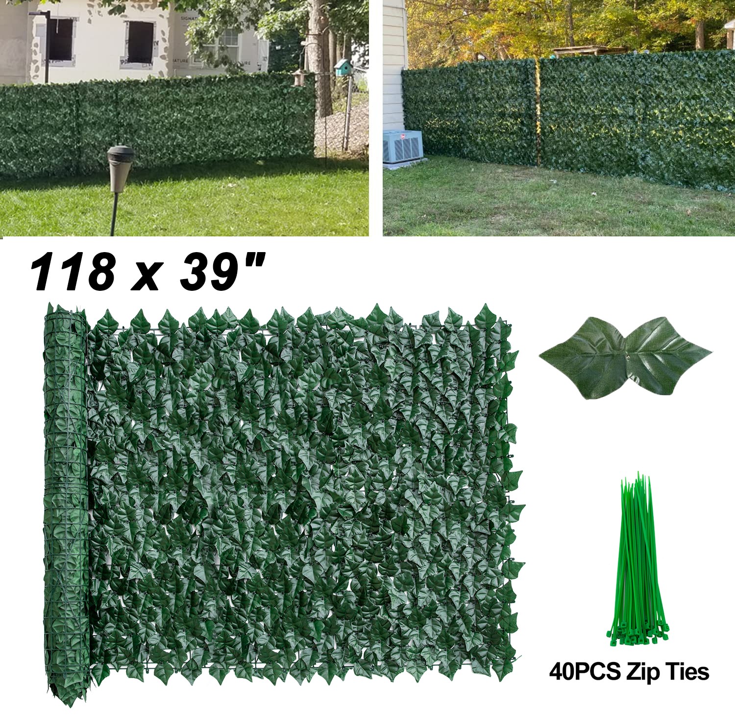 Artificial Ivy Hedge Green Leaf Fence Panels Faux Privacy Fence Screen Yard Home