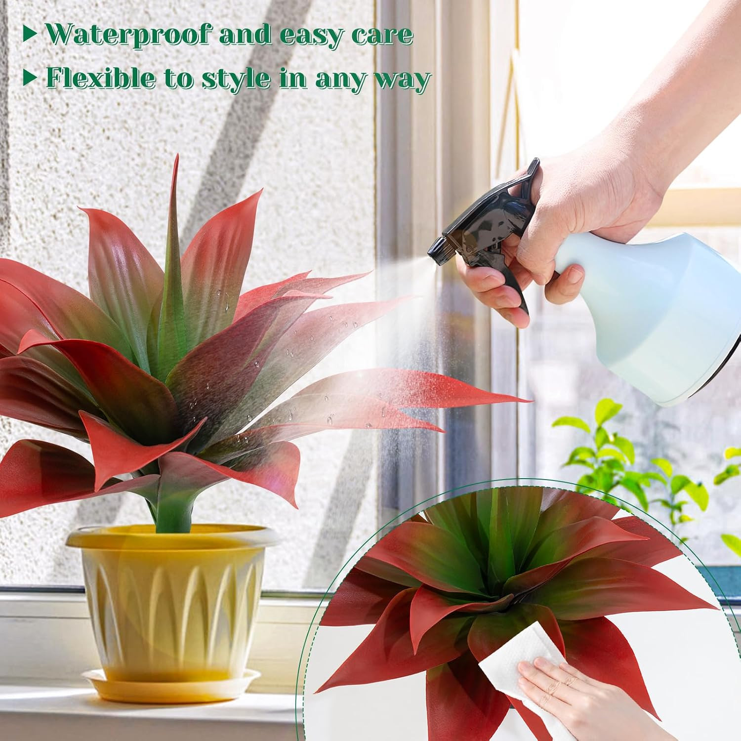 16″ Faux Agave Plant 2-Pack – UV Resistant Tropical Decor for Indoor/Outdoor
