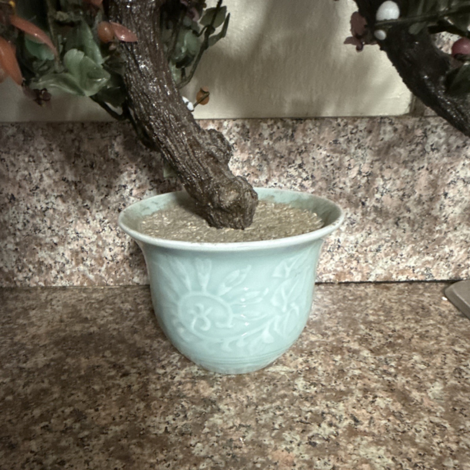 Vintage Chinese Jade and heart stone bonsai tree