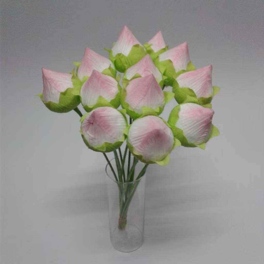 10x Fake Lotus Flower Bud Set 50cm Tall Artificial Flowers Vase Altar Decor
