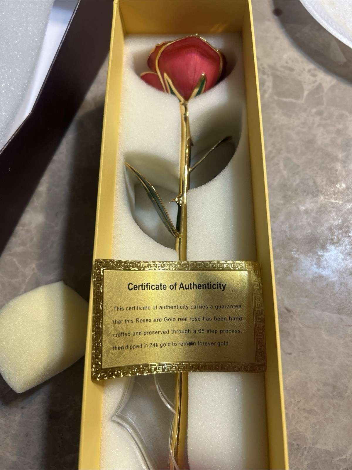 ZJchao 24K Gold Dipped Preserved Pink Rose Flower w/ Certificate