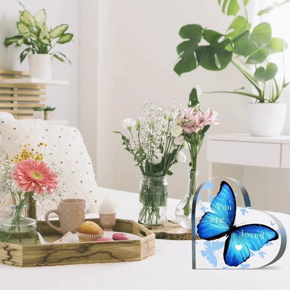 3PCS Acrylic Butterfly Heart Shaped Women’S Gift Desktop Decoration 4678