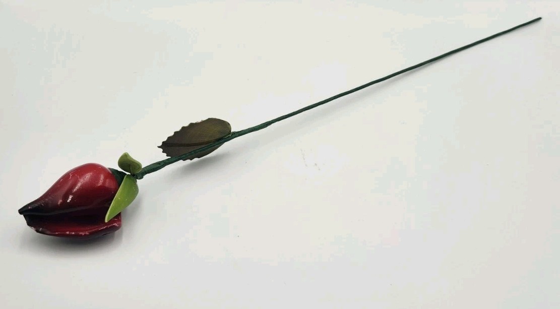Seashell Hand Painted Long Stem Rose Buds Set of 6