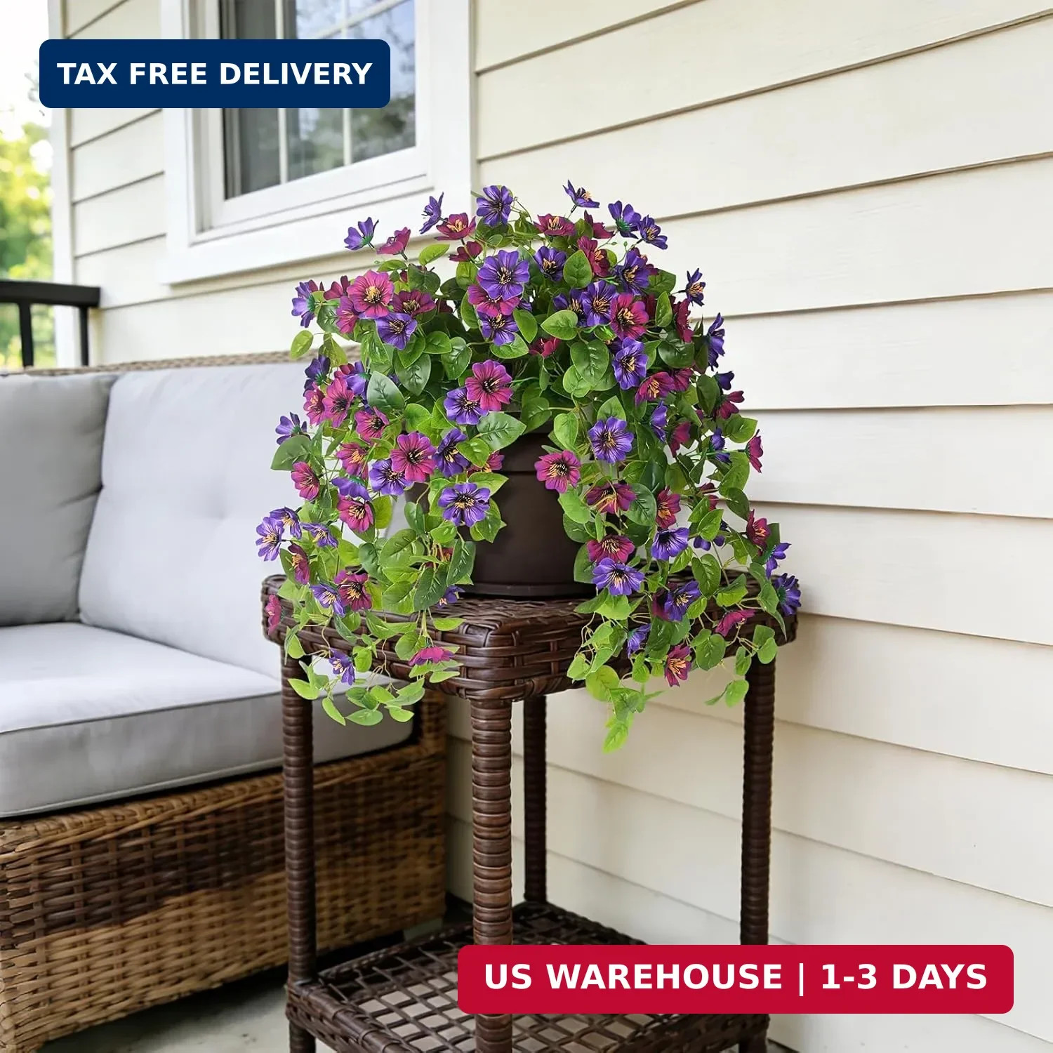 Hrobek Fake Artificial Flowers Hanging for Outdoors Decor, 2 Bundles UV Resistan
