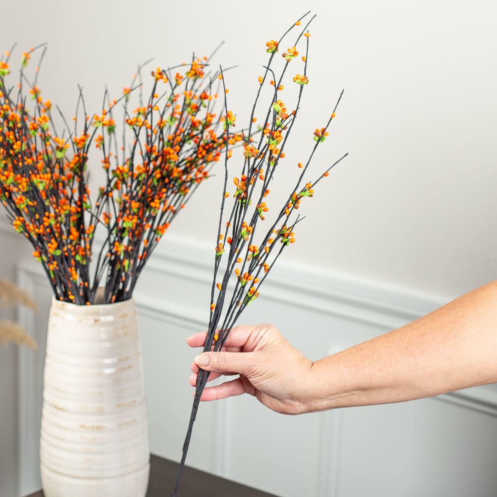 Package of 12 Orange Artificial Berry and Twig 19″ Sprays