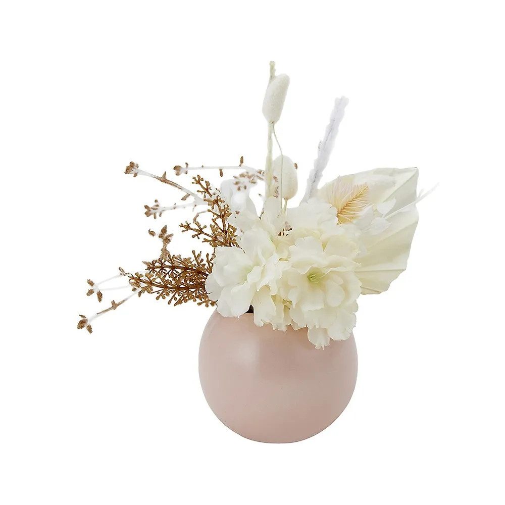 Artificial Fake Dried Mixed Flowers Pink Vase Floral Decor Home Plant Faux House