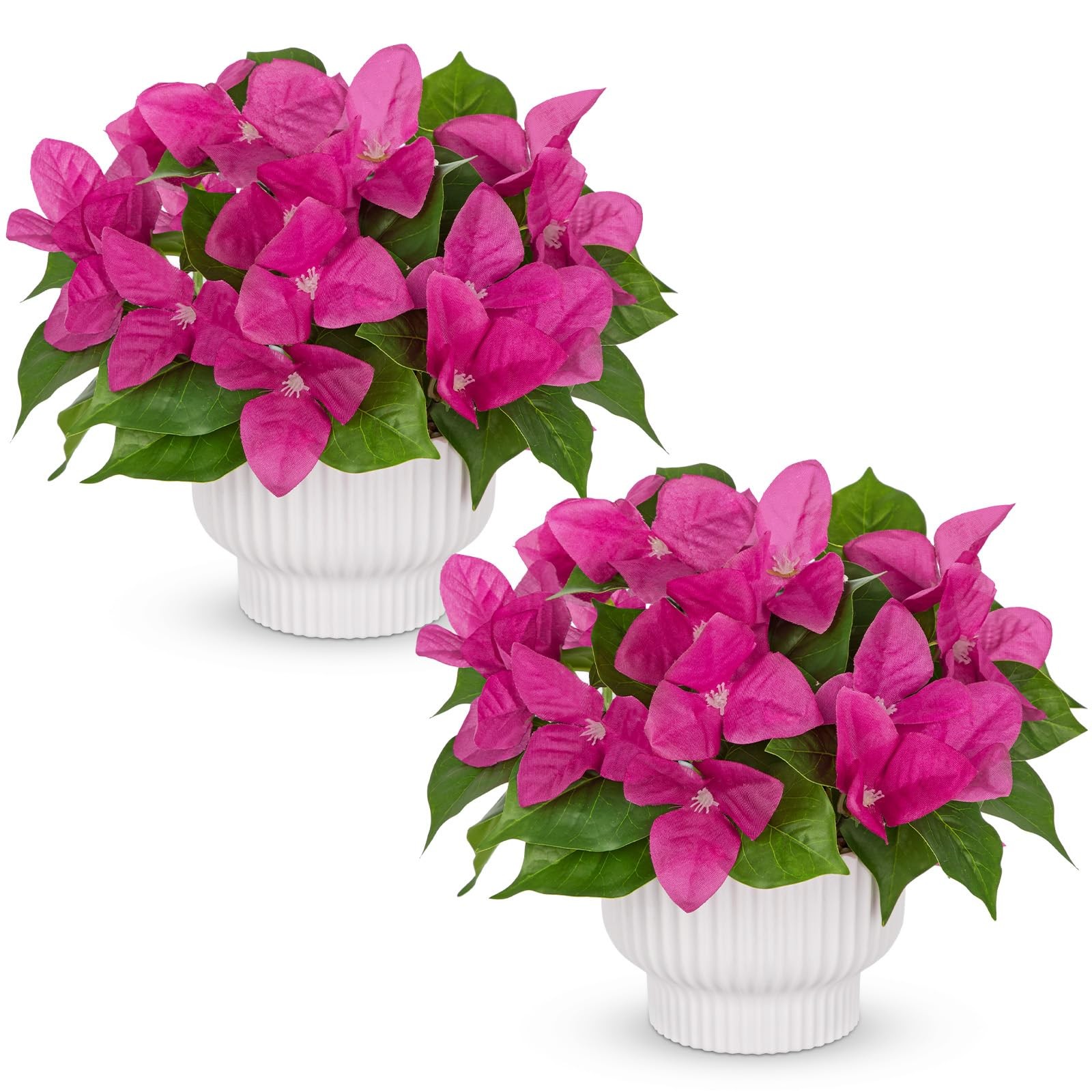 Pink Artificial Bougainvillea Plant Pot Potted Fake Flower 2 Pack