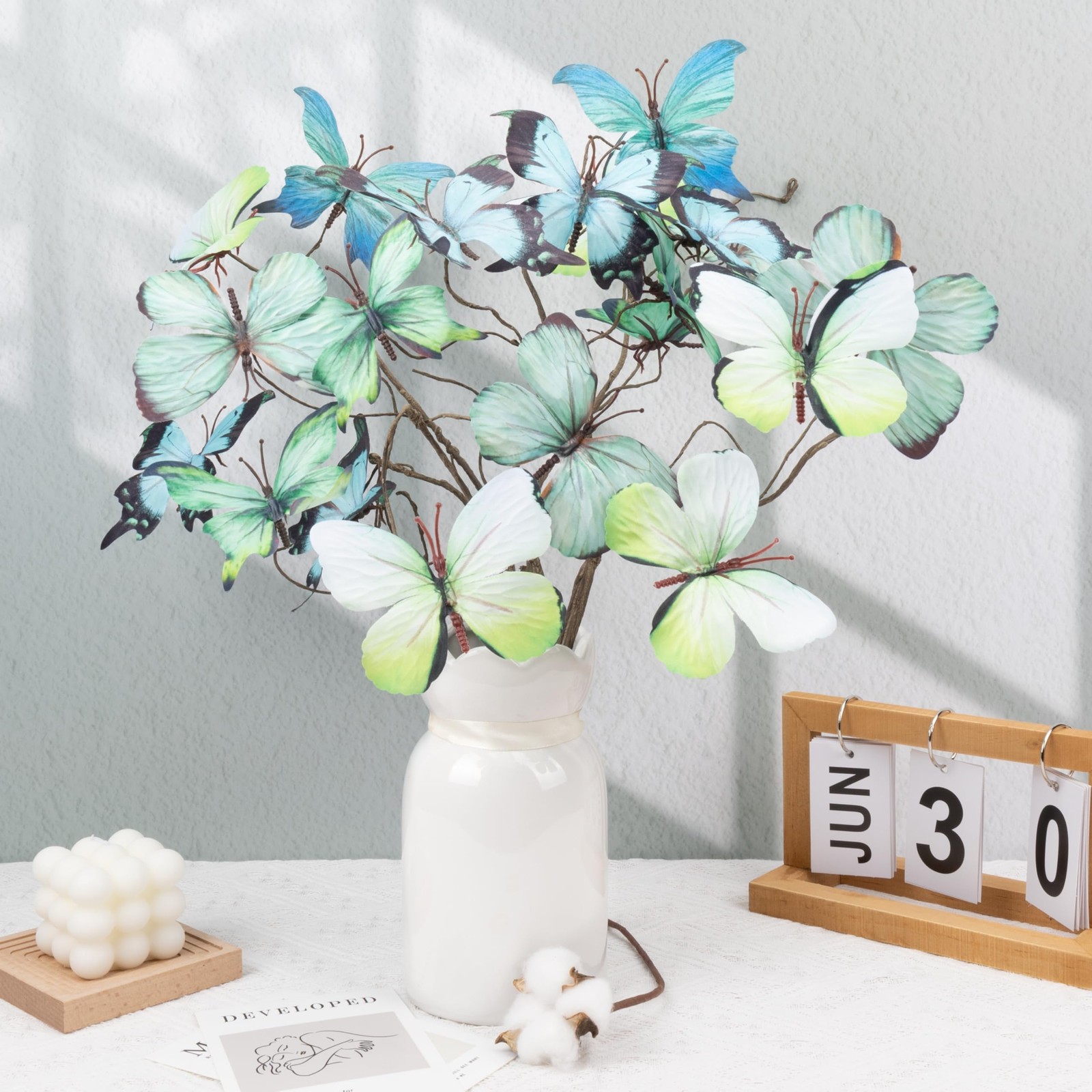 5 Pcs DIY Butterfly Decorations 5 Butterfly Branches with 30 Fake Butterflies…