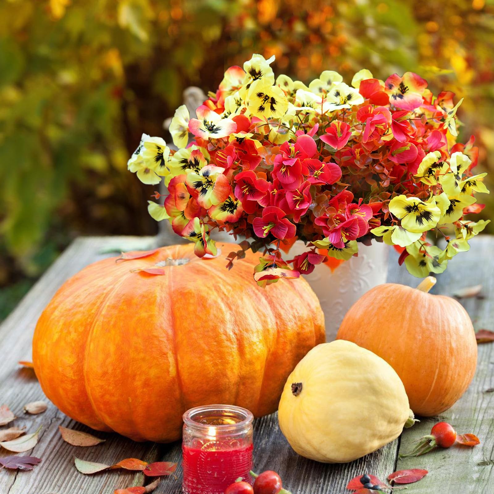 Artificial Fall Flowers Plants for Outdoor Indoor Decoration, 12 Bundles Fake…