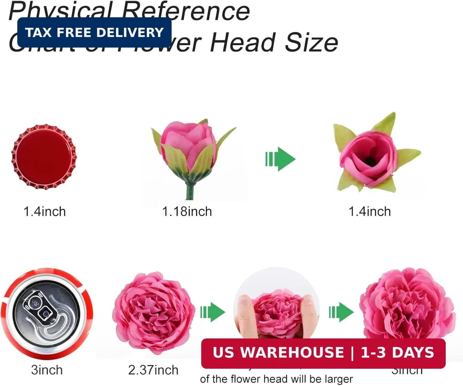 Artificial Peonies Silk Flowers, Pink Faux Peony Bouquet 4 Bundles Florals Arran