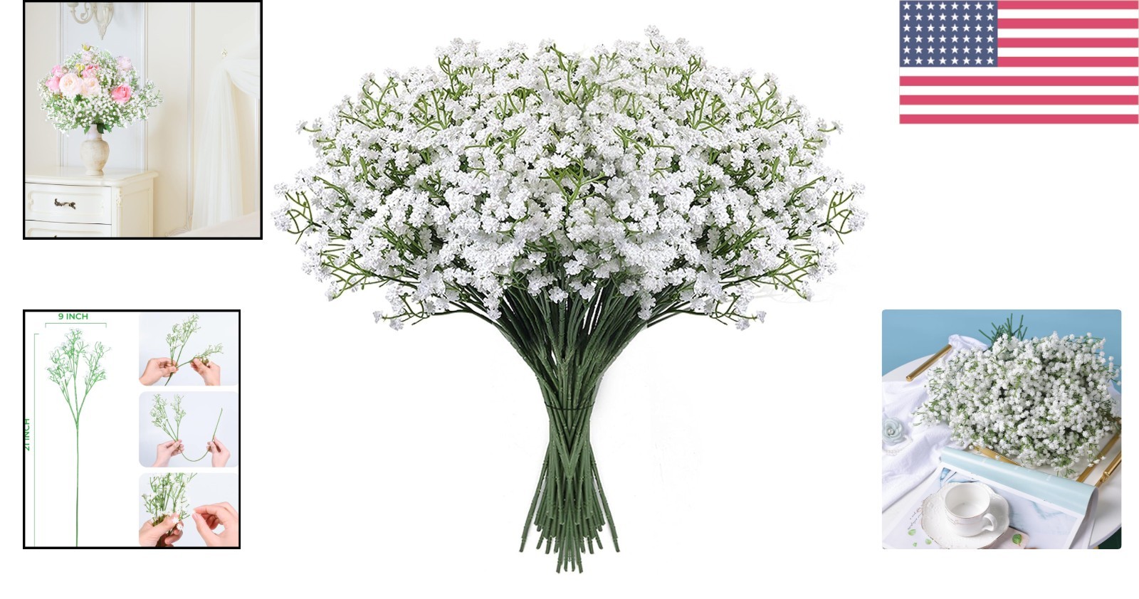 Versatile 18 Pcs White Baby’s Breath Flowers for Indoor & Outdoor Settings