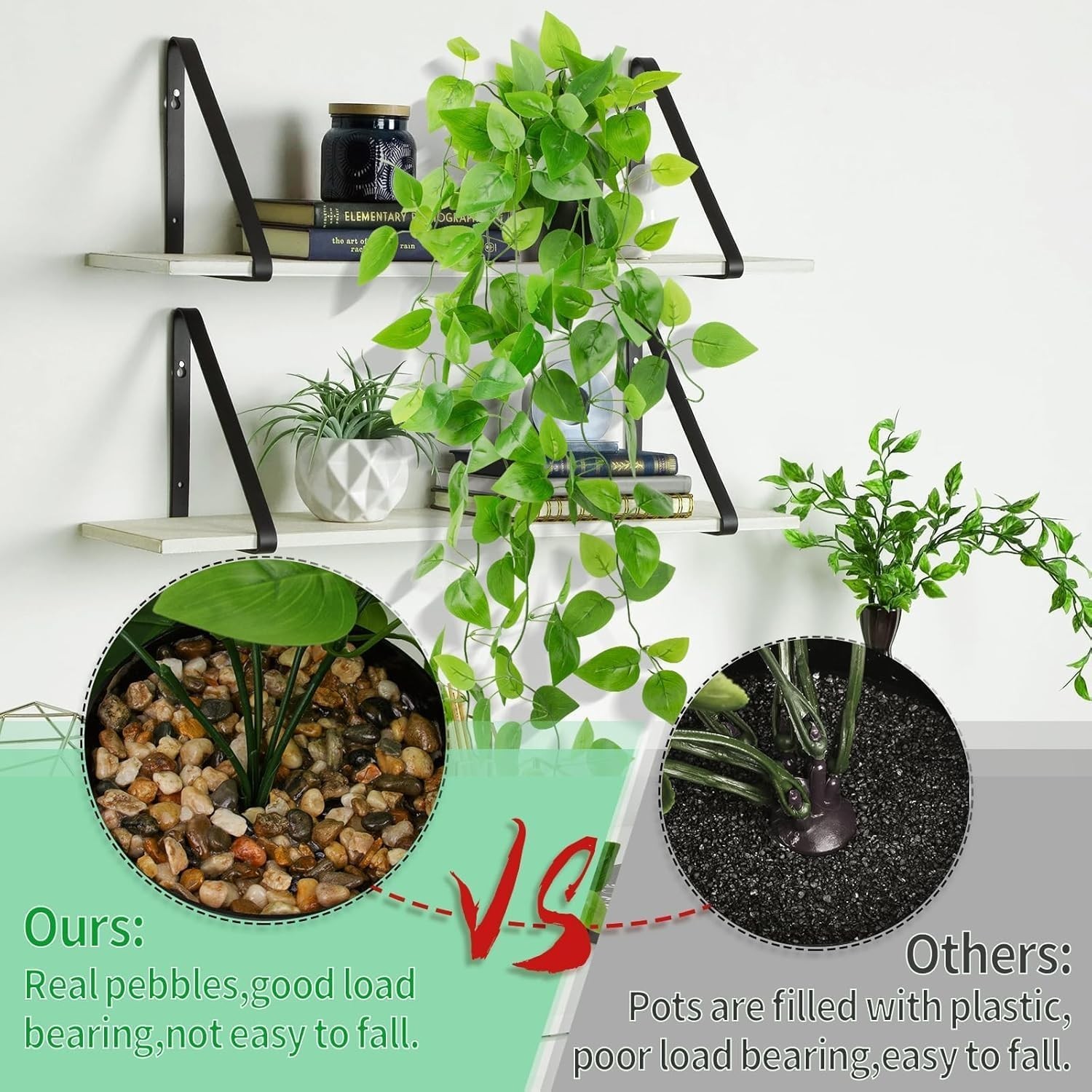 Elegant Black Pot Hanging Pothos – 39.37” Faux Plant for Home Aesthetics