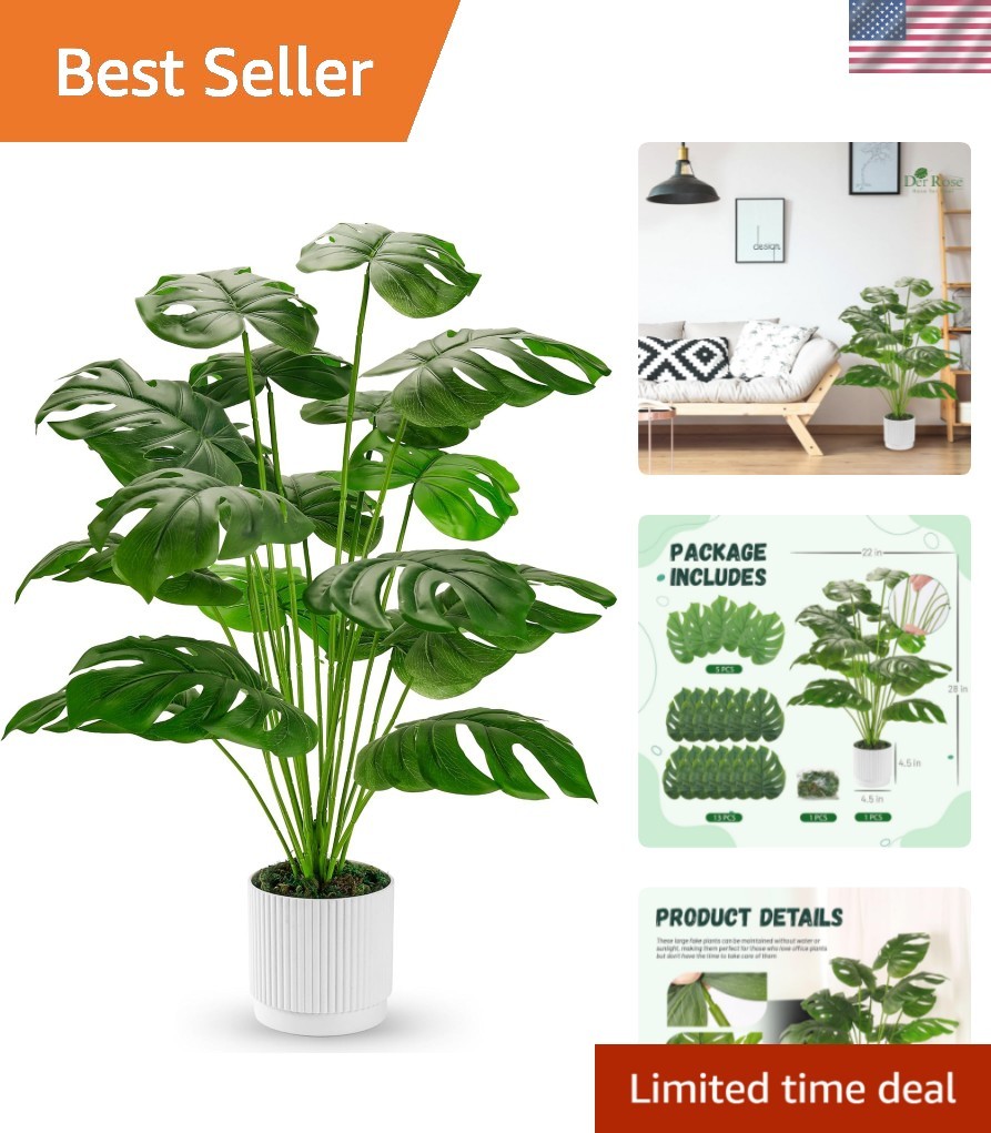 28″ Fake Plants Large Artificial Monstera Faux Potted Plants Indoor Tall for …