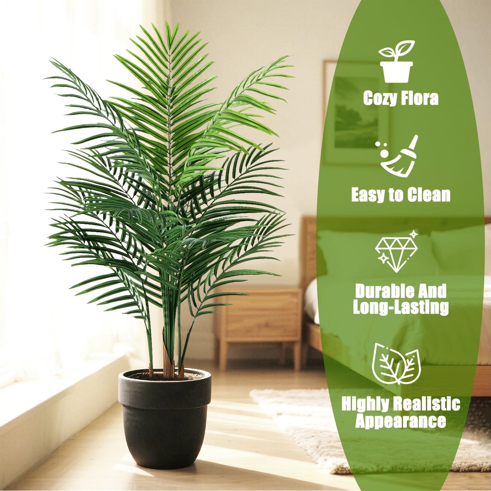 Artificial Palm Tree Indoor 4ft, Large Fake Tropical Areca Palm Tree with 13 …