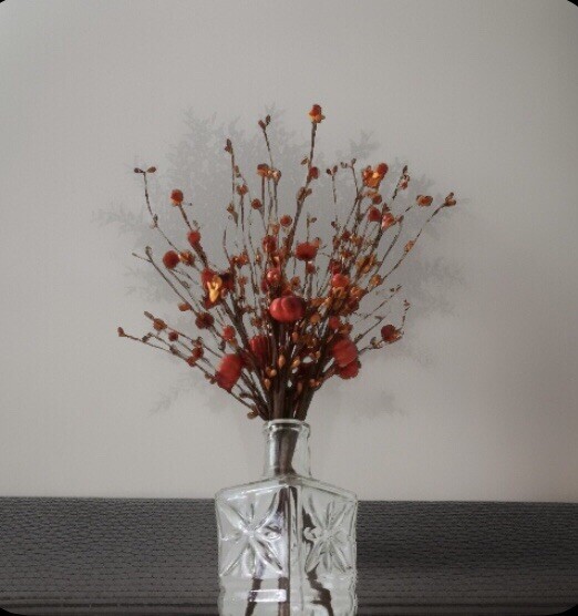 6 PCS Artificial Berry PumpkinStem Orange RedBerry Pick Autumn Vase Not Included