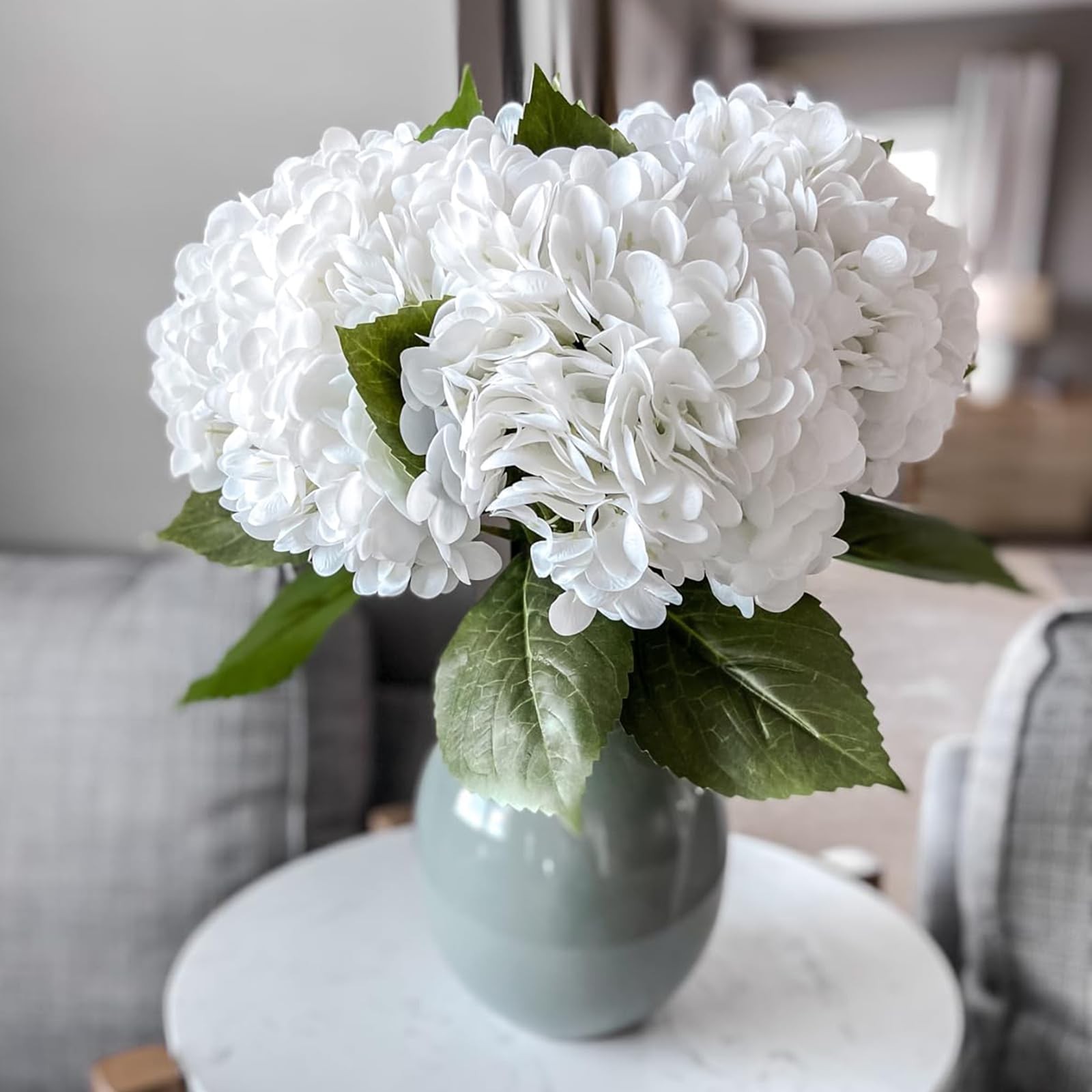 DUYONE 22″ Real Soft Touch Hydrangea Artificial Flowers Realistic,Large Long …