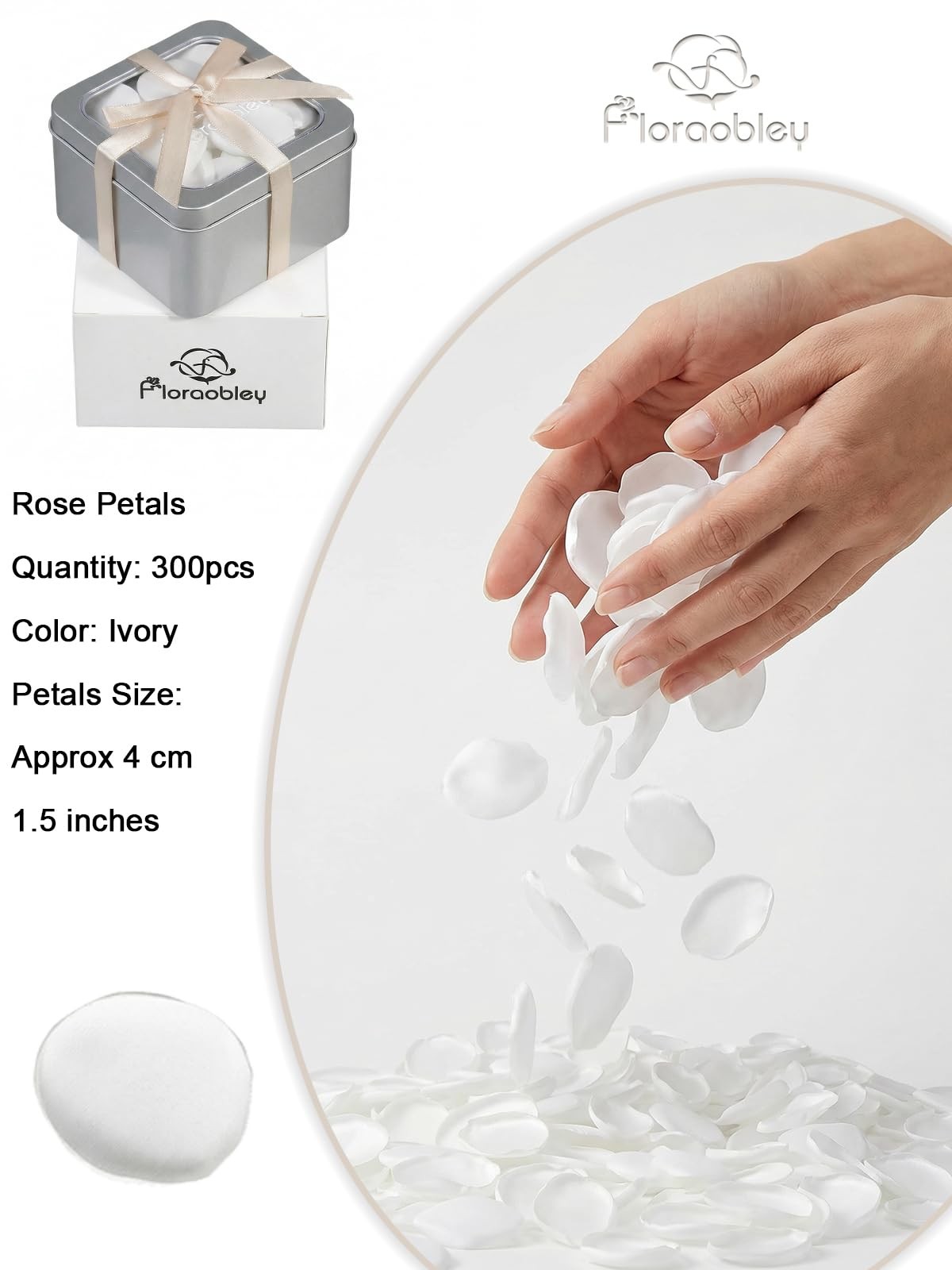 300 PCS Ivory Faux Silk Rose Petals Wedding Flower Girl Aisle Decor Party