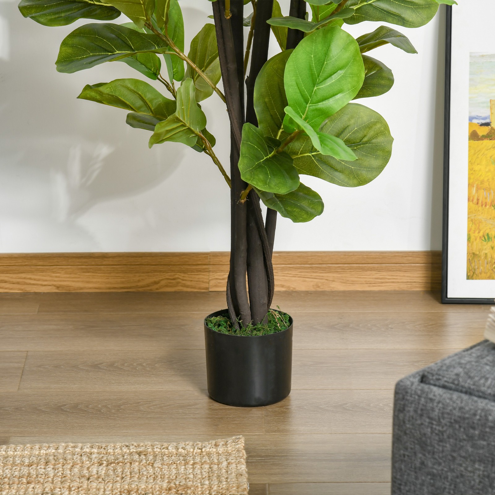 HOMCOM 4.5FT Artificial Fiddle Leaf Fig Tree Indoor Decor, Used