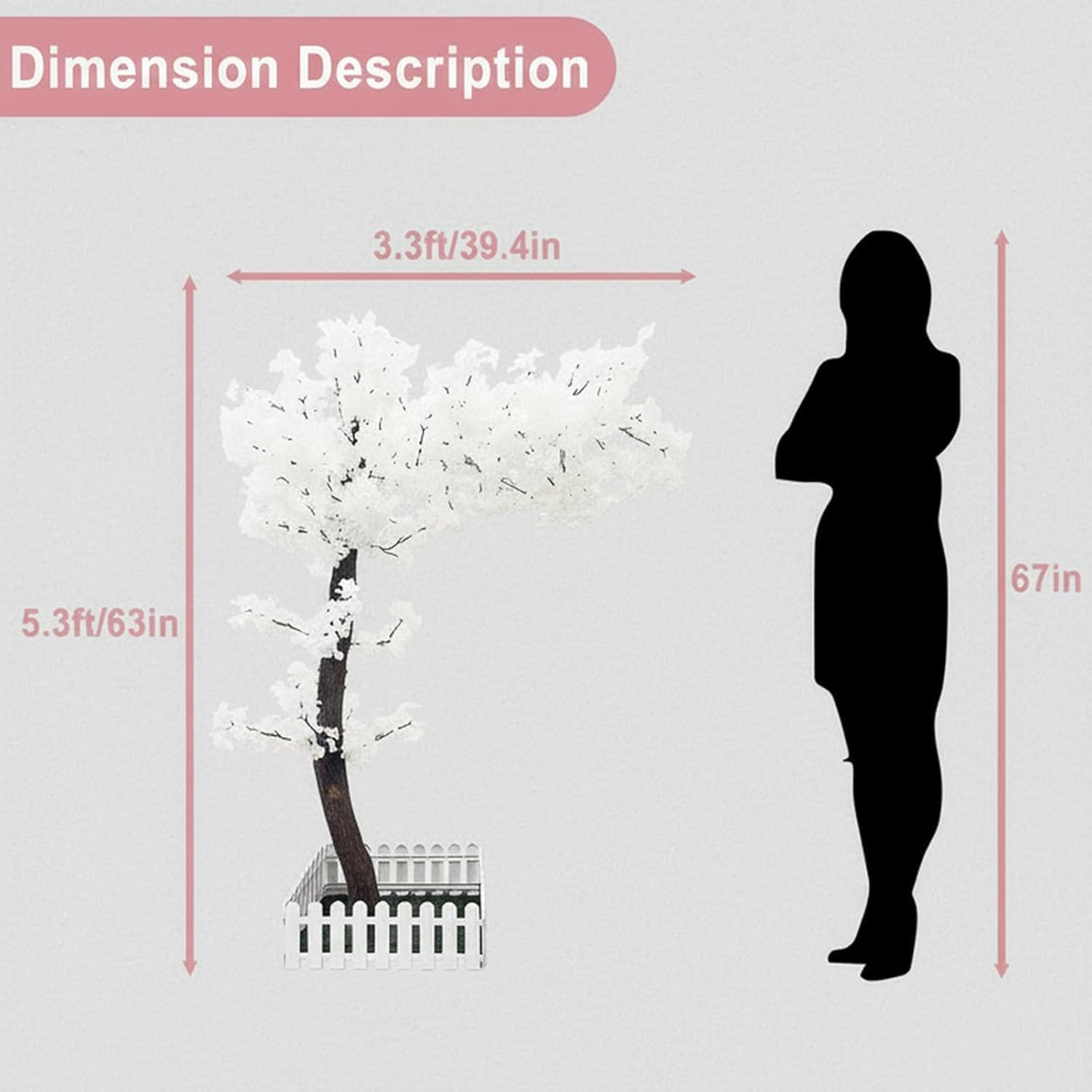5.2 Ft White Cherry Blossom Tree with Lights – Faux Silk Decor for Home & Weddin
