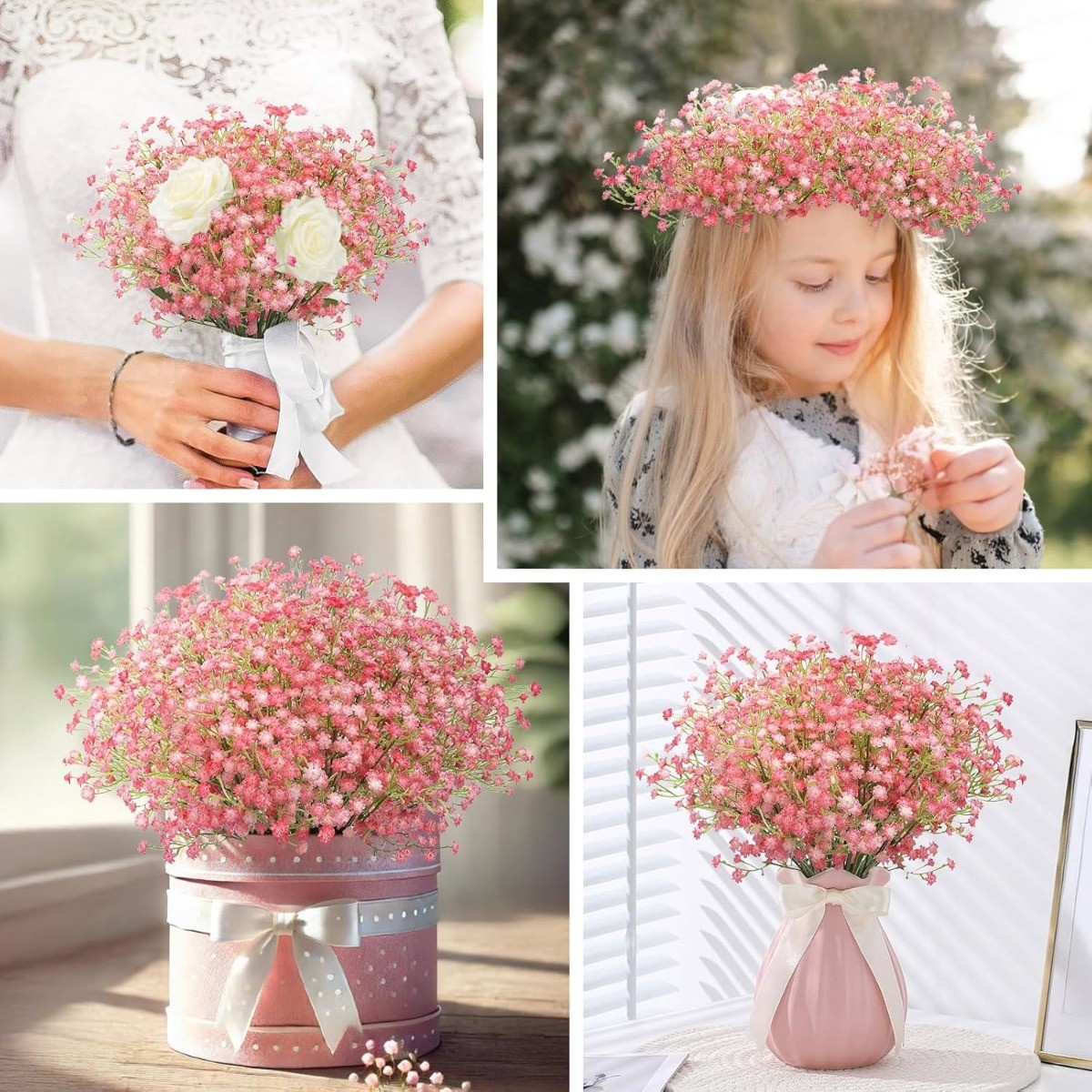 36Pcs Baby Breath Artificial Flowers Real Touch Gypsophila Wedding Bouquet Decor