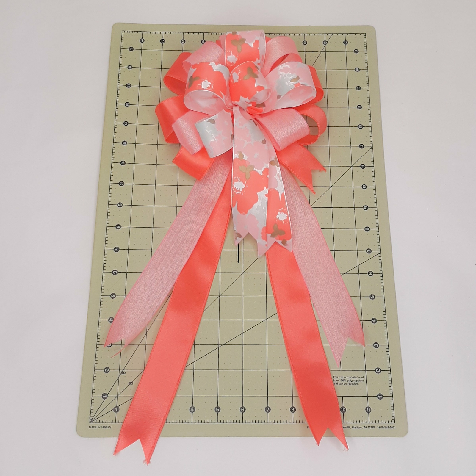 Spring Bow, Wreath Bow, Coral, Pink, Watercolor Floral Print