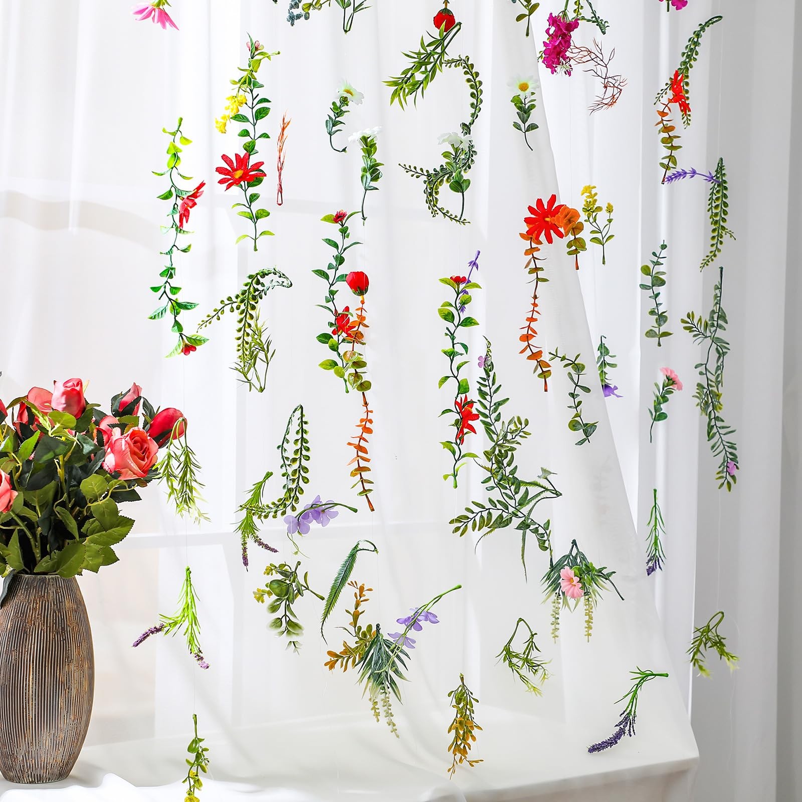 6 Pcs 35.4 ft Flower Garlands Artificial Wildflower Vines Floral Hanging Back…