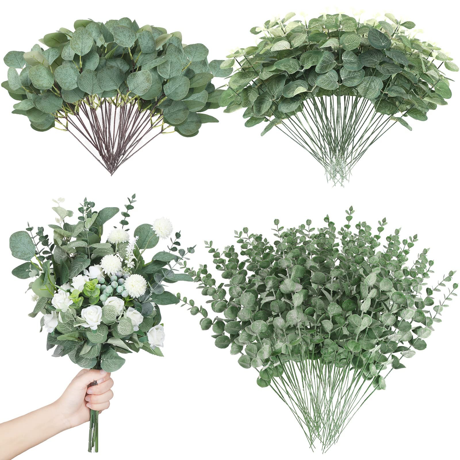 Artificial Eucalyptus Leaves 180 Pcs 3 Styles 11.81in 10.24in 15in – Wedding