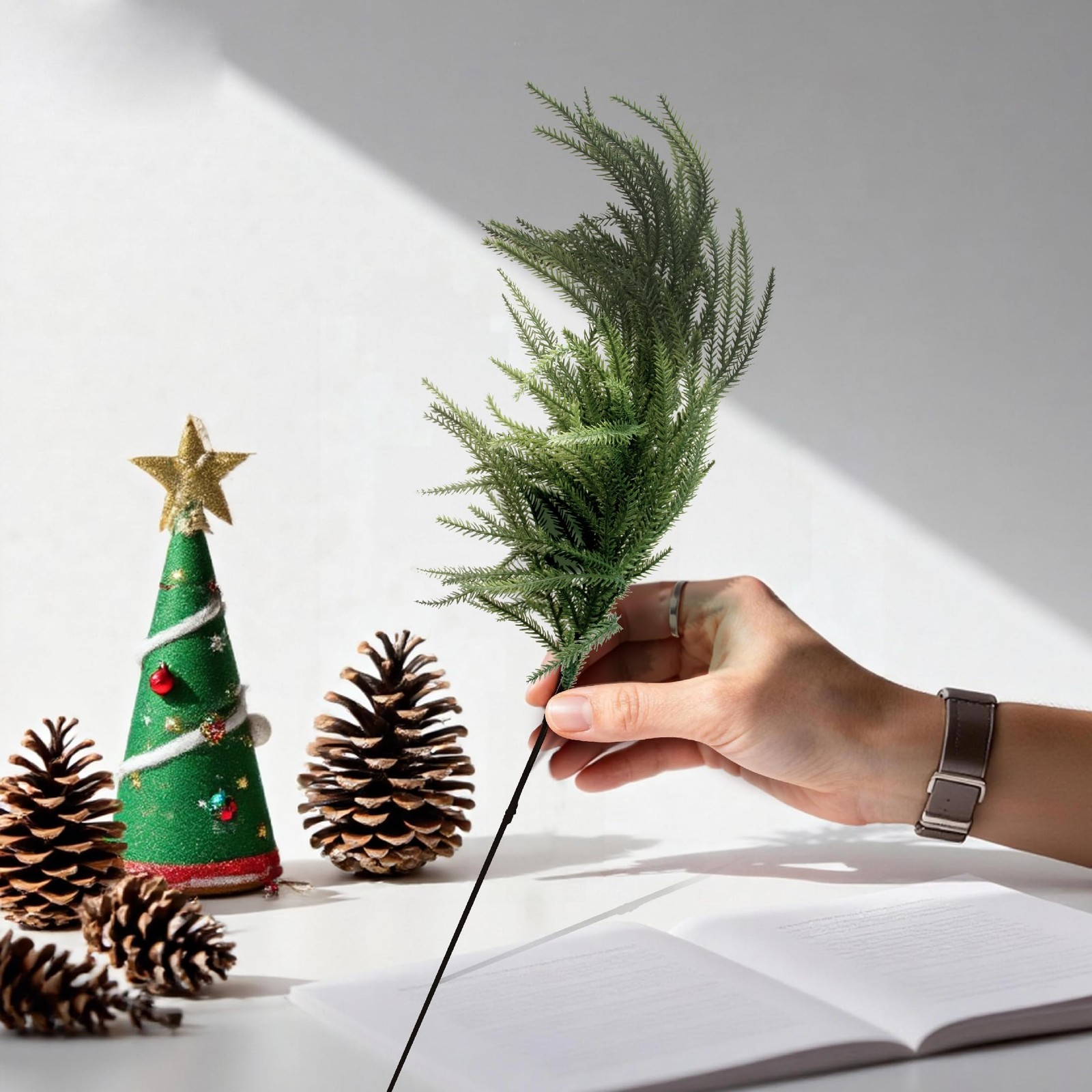 8 Pack 36 Inch Real Touch Christmas Norfolk Pine Branches – Artificial Greene…