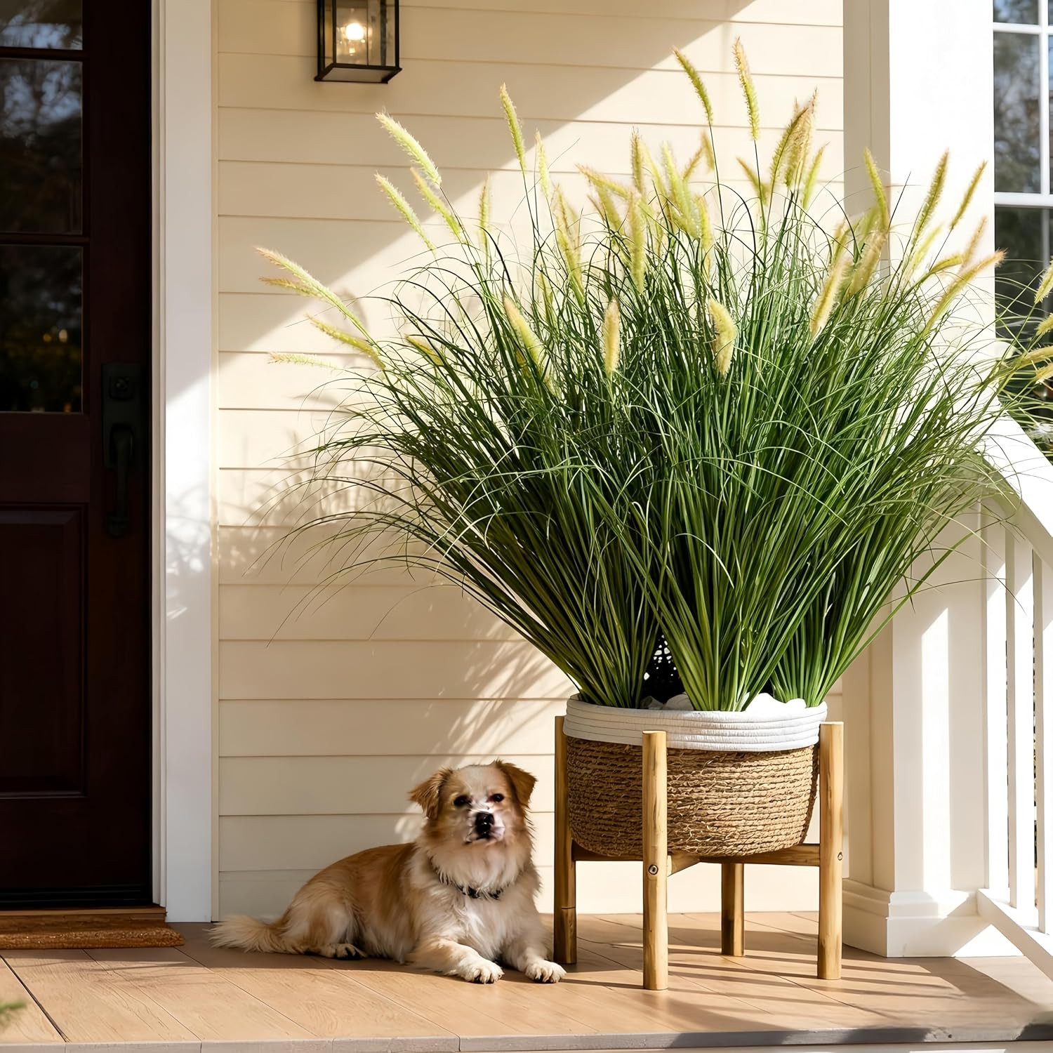 39″ Lush Artificial Reed Grass with Dogtail Flowers – 6Pcs Pink Decor