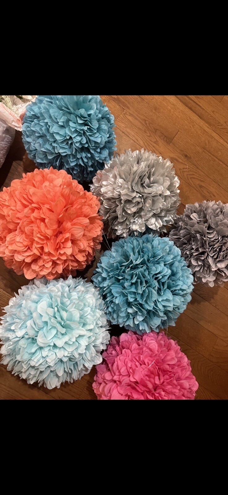 Artificial Flower Ball Choose Peach, Light Blue, Teal, Silver, Gray