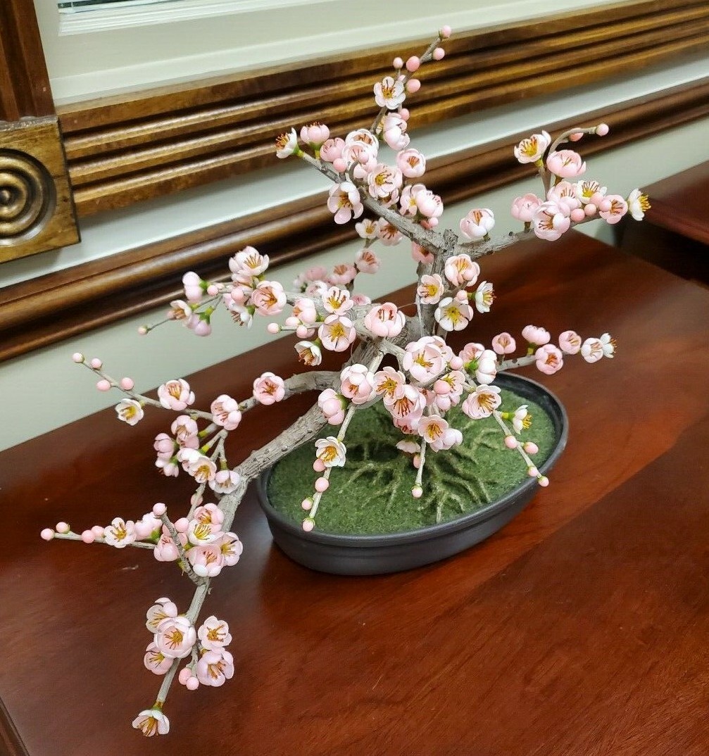 15in Cherry Blossom Bonsai Tree, Pink, Nearly Natural 4764