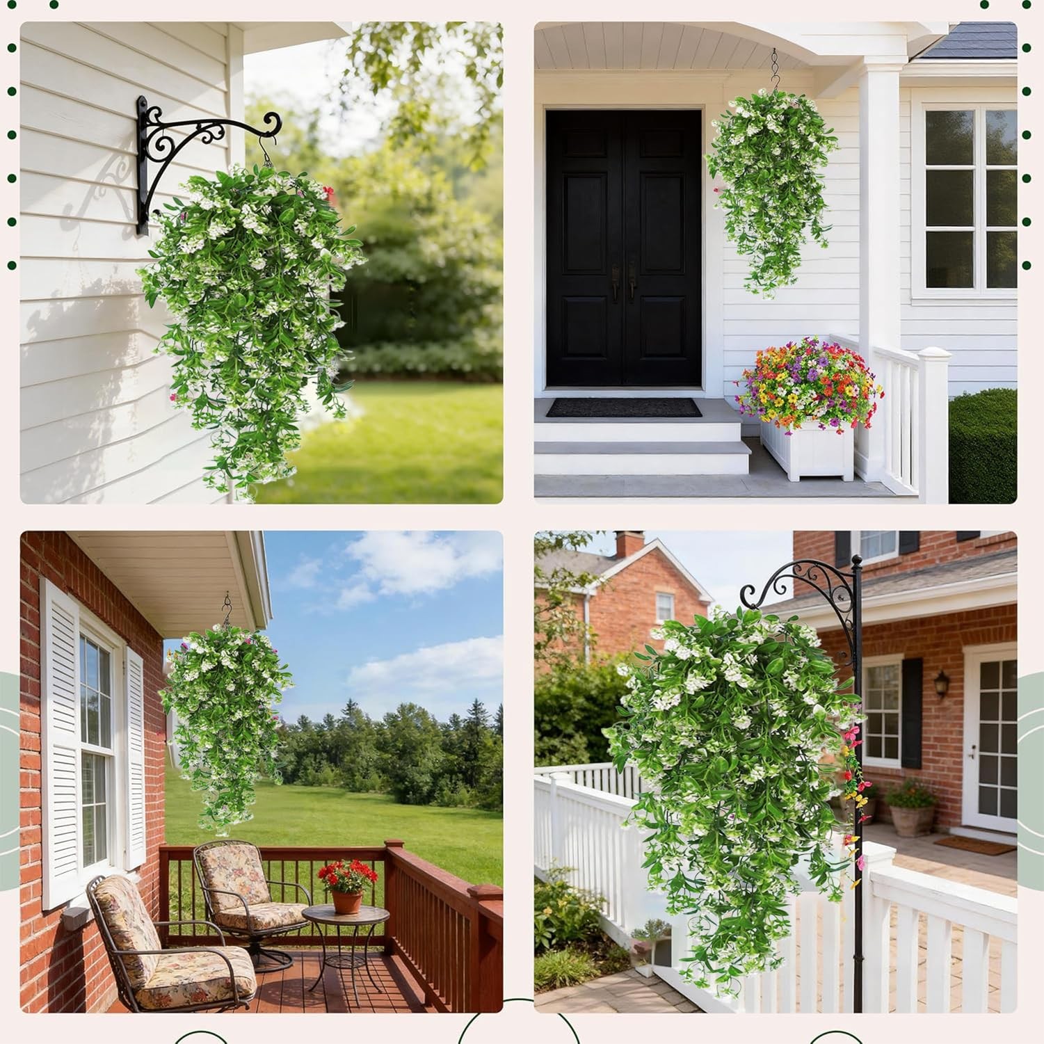 Artificial Hanging Flowers UV Resistant Vines Ivy Outdoor Decor