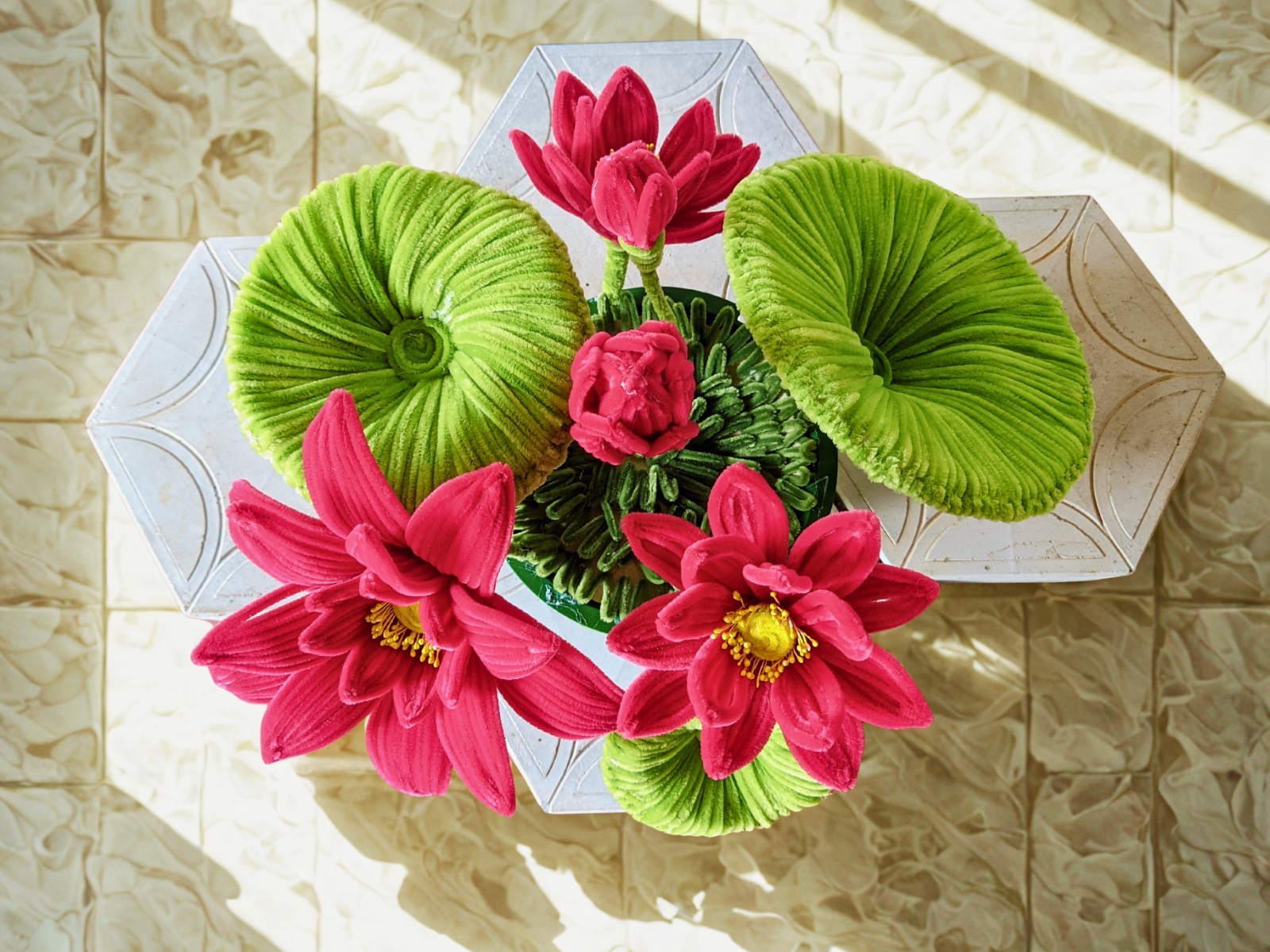 Handmade Pipe Cleaner Lotus Flower Pot | Vibrant Home Décor | Unique Gift Idea