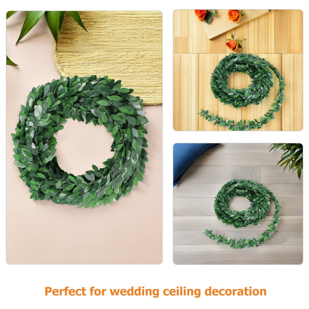 5 Pcs Realistic Artificial Vines Garland Green Leaves Plant Branch