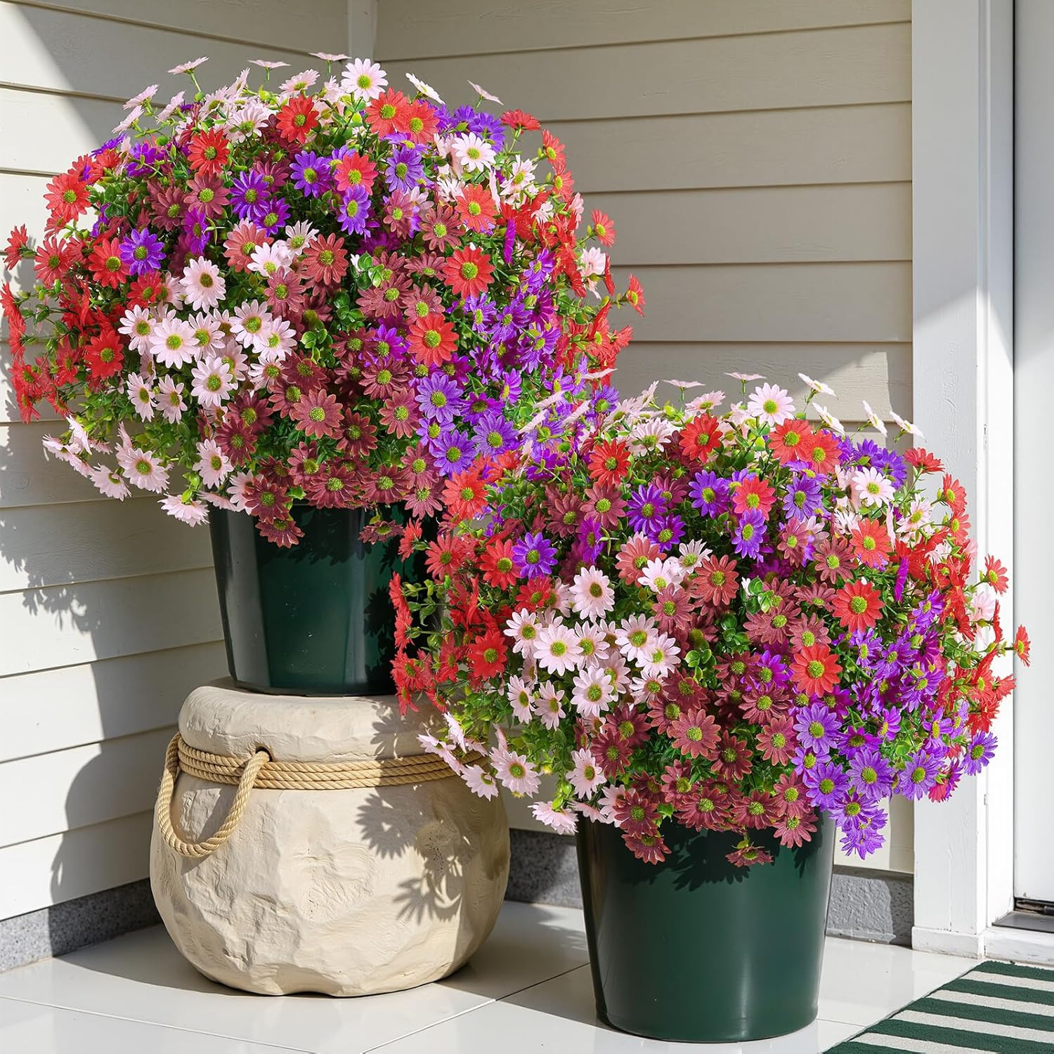 Alupssuc 20 Bundles Artificial Daisies Flowers Fake Plant for Indoor Outdoor Dec