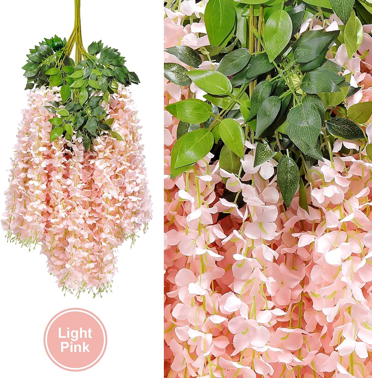 24 PC (43.2 Ft) Artificial Fake Wisteria Vine Rattan Hanging Garland Silk Flower