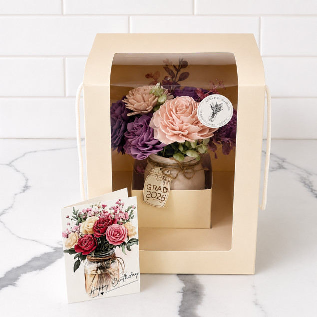 Sola Wood Floral Arrangement 16oz Mason Jar Personalised Custom Home Decor Gift