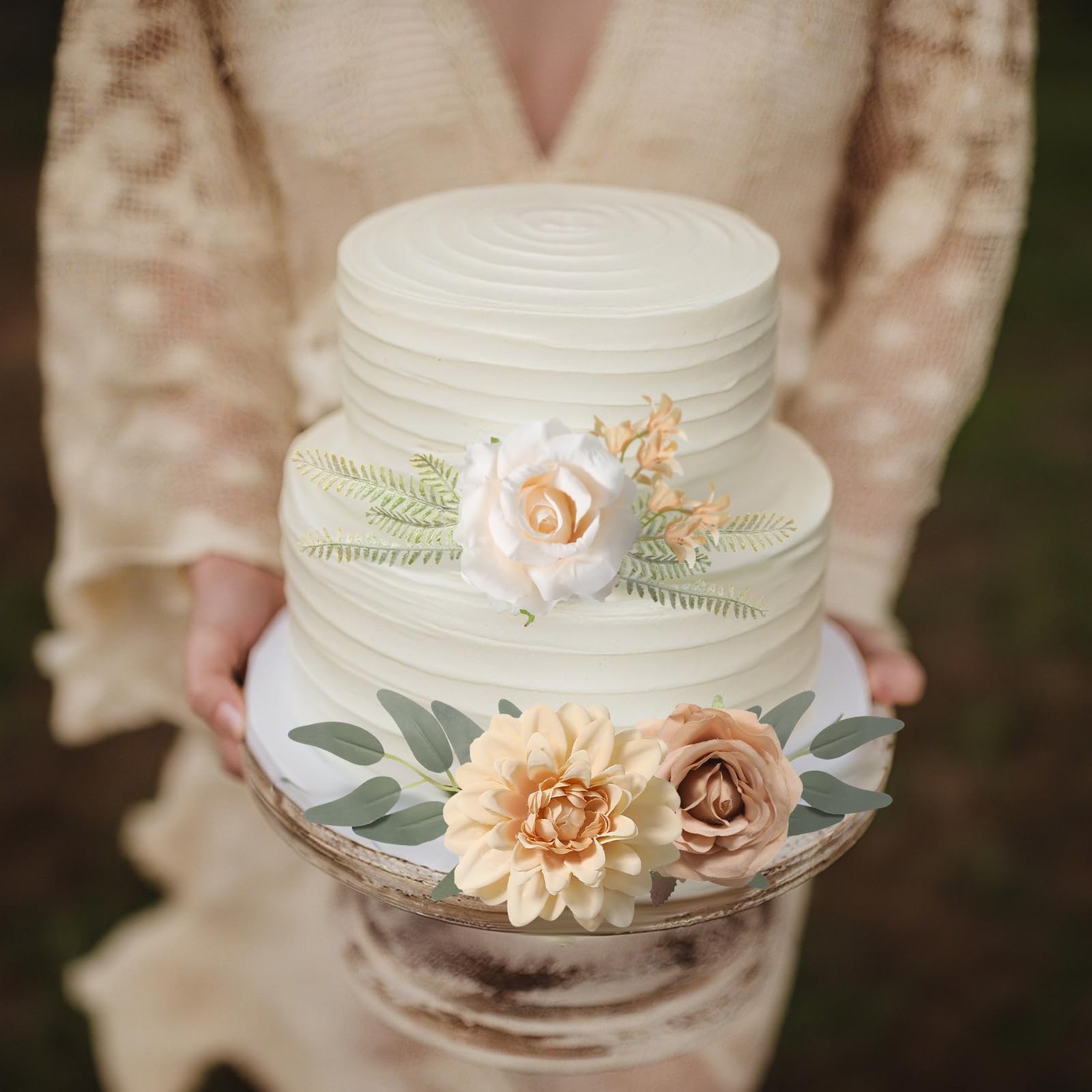 Artificial Flower Combo Box Set Silk Fake Rose For DIY Wedding Bouquet Nude