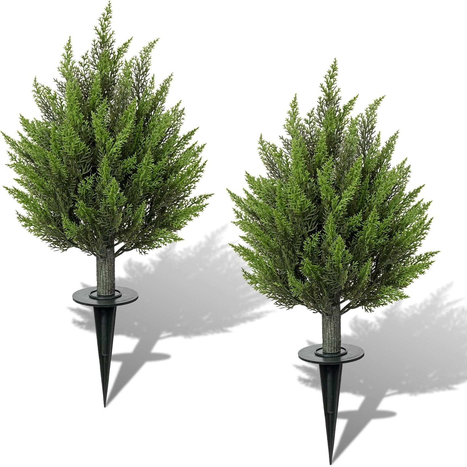 25.6” Outdoor Cedar Artificial Plants Set of 2 Realistic Cypress Topiary Trees