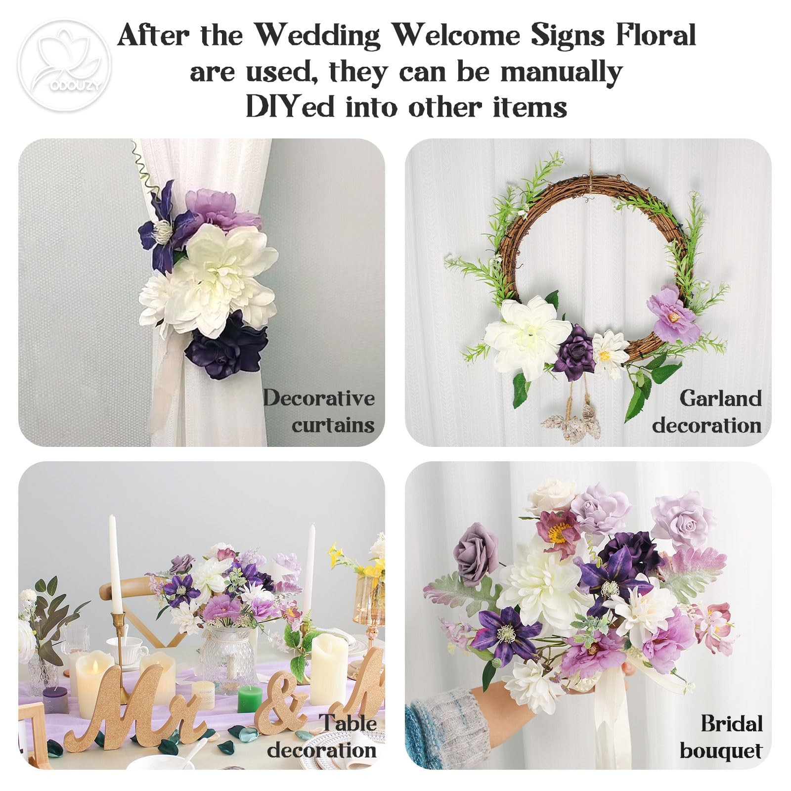 Odouzy Wedding Arch Flowers,Artificial Flower Arch Decor,2pcs Artificial Flow…